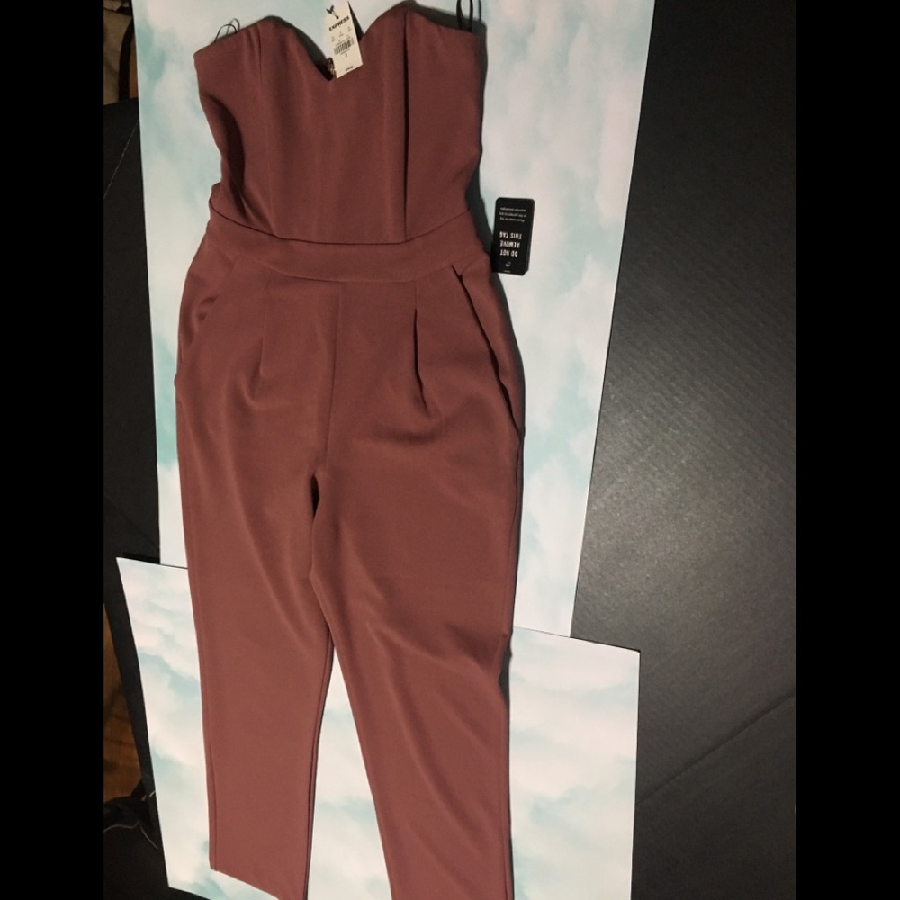 EXPRESS NWT MAUVE SWEETHEART SLEEVELESS JUMPSUIT 2